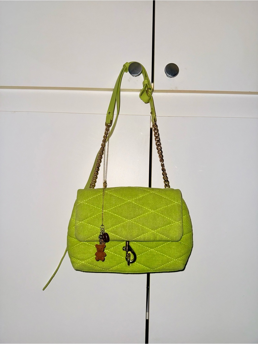 Rebecca Minkoff Medium Edie Quilted Crossbody Bag - Chartreuse/Lime Green